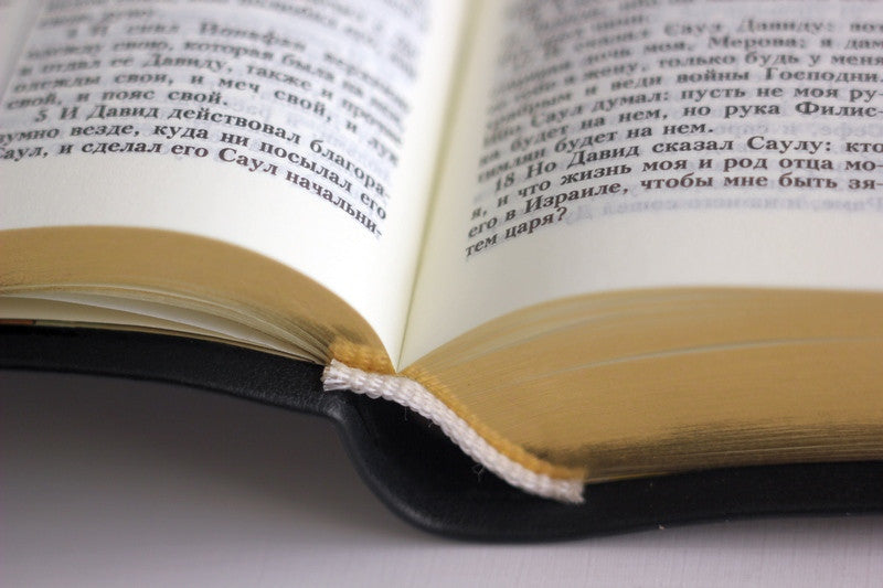 Russian Bible – Black Premium Leather Softcover with Thumb Index and Gold Edges – Image 3
