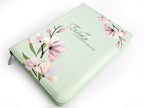 Ukrainian Bible – Light Green Floral Leatherette Zipper Hardcover with Thumb Index, Modern Translation
