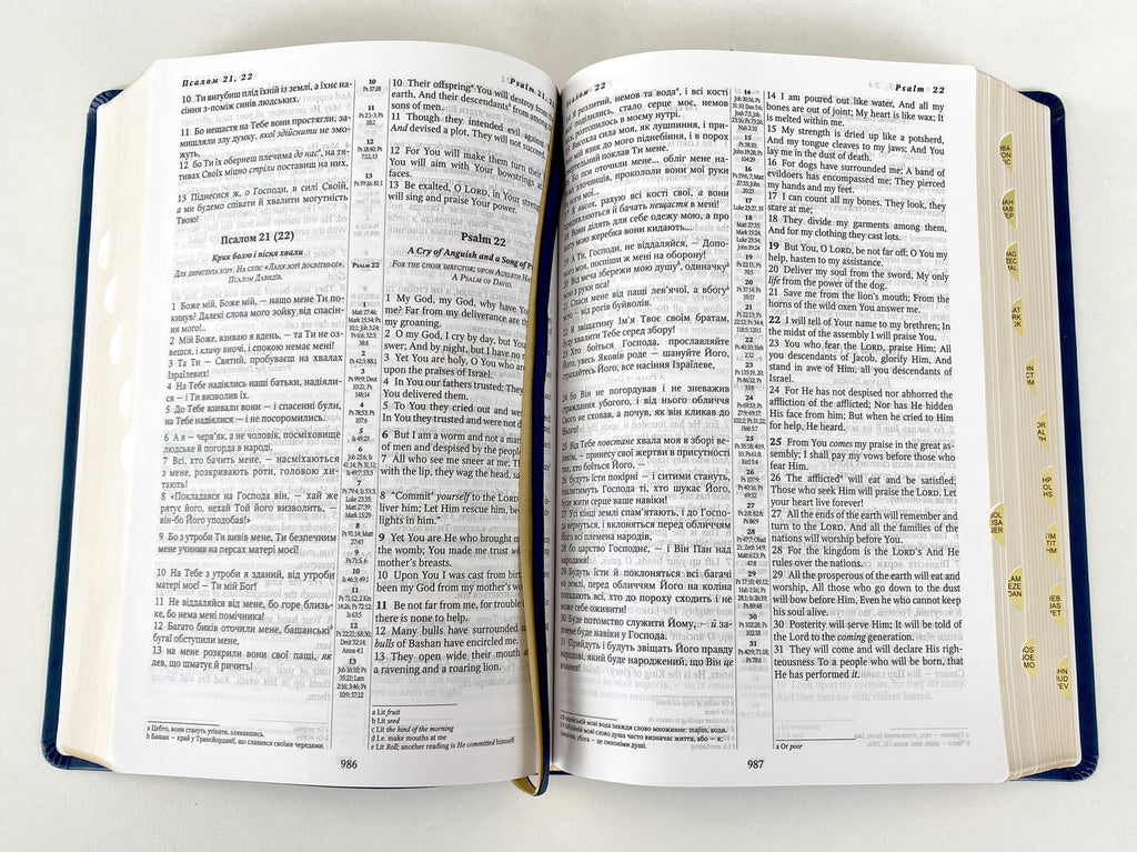 Parallel Ukrainian-English Bible – Blue Leatherette Hardcover with Thumb Index and Gold Edges, Ohienko / NASB – Image 5