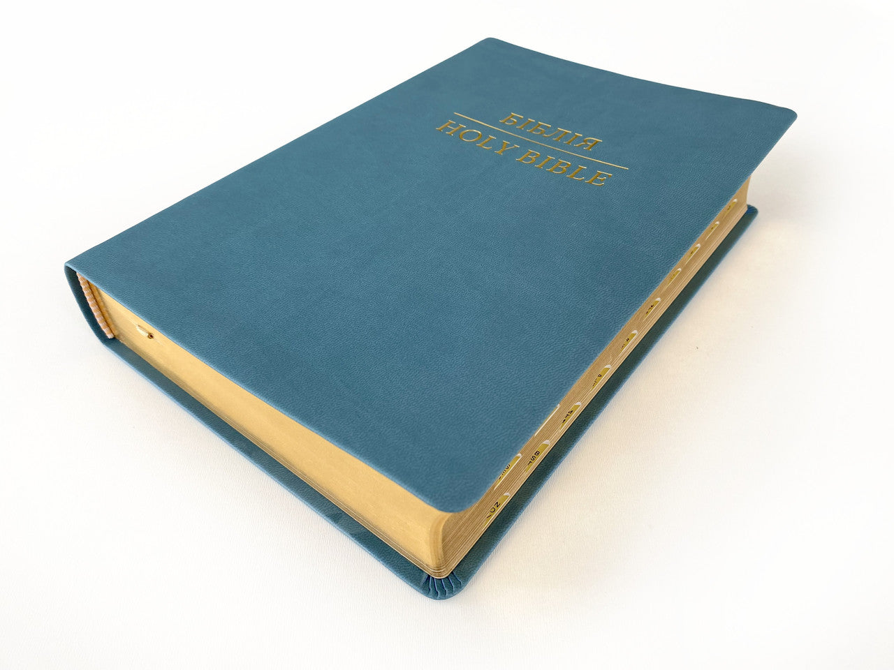 Parallel Ukrainian-English Bible – Turquoise Leatherette Hardcover with Thumb Index and Gold Edges, Ohienko / NASB – Image 3