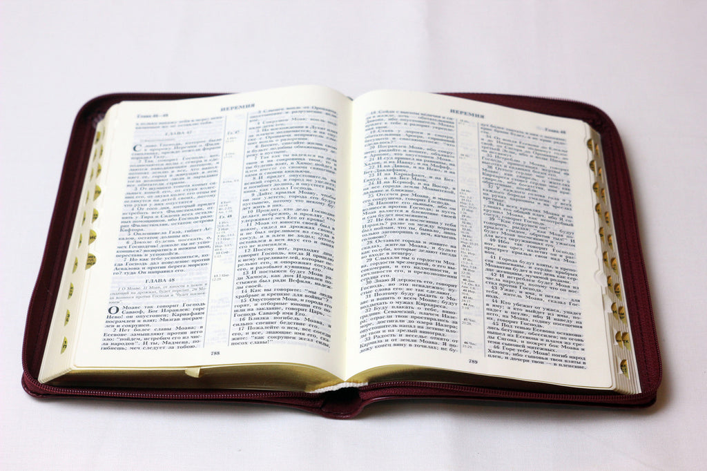 Russian Bible, Leatherette, Softcover, Zipper, Thumb Index, Gold edges