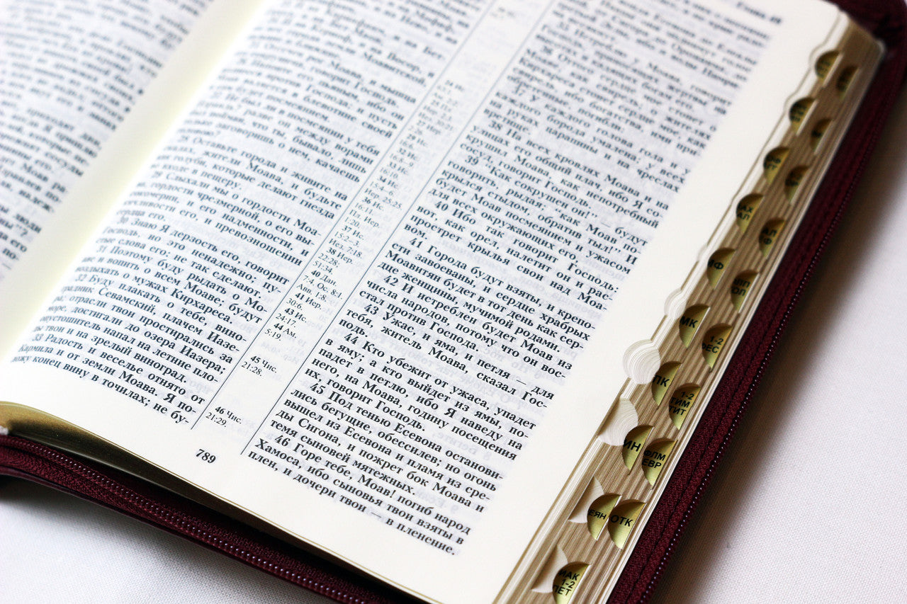 Russian Bible, Leatherette, Softcover, Zipper, Thumb Index, Gold edges