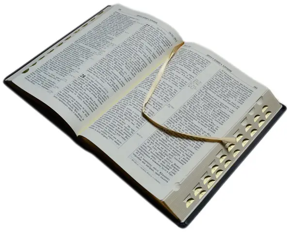 Open Bible with ribbon bookmark